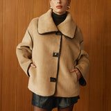 Bej Peluş Oversize Kaban