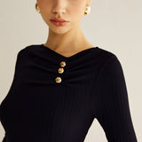 Metal Detaylı Plise Bluz