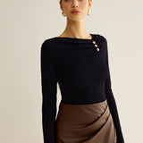 Metal Detaylı Plise Bluz