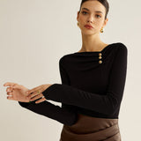 Metal Detaylı Plise Bluz