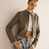 Boheme Düğme Yakalı Fermuarlı Ceket