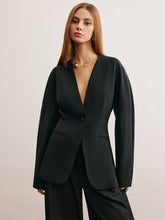 Minimalist Derin V Yaka Siyah Blazer Ceket