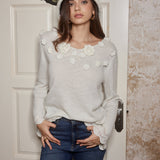 Çiçek Desenli Triko Üst