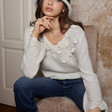 Çiçek Desenli Triko Üst