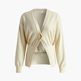 Tek Altın Tokalı Triko Hırka