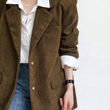 Kahverengi Kadife Oversize Blazer Ceket