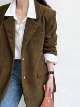 Kahverengi Kadife Oversize Blazer Ceket