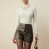 Şık Şeffaf Zarafetli Yüksek Yaka Bluz