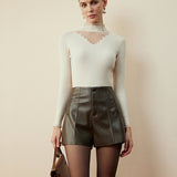 Şık Şeffaf Zarafetli Yüksek Yaka Bluz