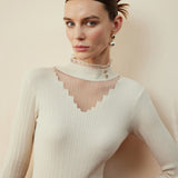 Şık Şeffaf Zarafetli Yüksek Yaka Bluz