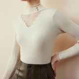 Şık Şeffaf Zarafetli Yüksek Yaka Bluz