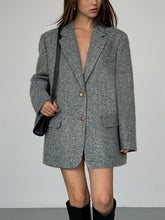 Gri Oversize Dokulu Blazer Ceket