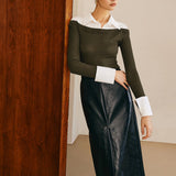 Gömlek Detaylı Triko Kazak