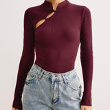 Siyah Asimetrik Kesim Triko Bluz