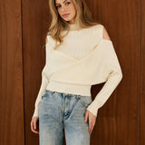 Şık Soğuk Omuzlu Çapraz Kazak