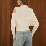 Şık Soğuk Omuzlu Çapraz Kazak