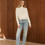 Şık Soğuk Omuzlu Çapraz Kazak