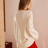 Kırmızı Çiçek Desenli Oversize Triko Kazak