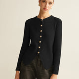 Düğmeli Açık Yırtmaçlı Triko Hırka