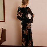 Boheme Baskılı Kapüşonlu Çiçekli Elbise