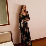 Boheme Baskılı Kapüşonlu Çiçekli Elbise