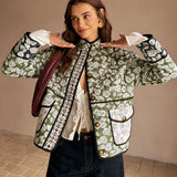 Çiçek Desenli Yeşil Kumaş Ceket