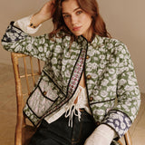 Çiçek Desenli Yeşil Kumaş Ceket