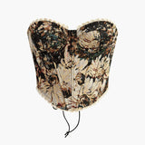 Çiçek Desenli Straplez Korset