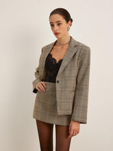 Ekose Desenli Oversize Blazer Ceket