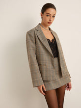 Ekose Desenli Oversize Blazer Ceket