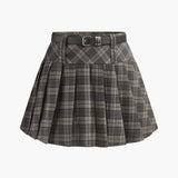 Şık Kareli Fırfırlı Etek ve Şık Kemeri