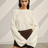 Saten Fiyonklu Çan Kollu Kısa Kazak