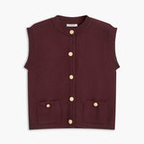 Bisiklet Yaka Metal Düğmeli Kazak Yelek