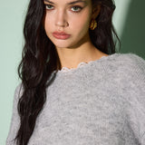 Dantel Süslemeli Fiyonk Dekora Dökümlü Kazak