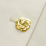 Şık Yuvarlak Yaka Blazer, Zarif Kamelya Düğmeleriyle