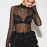 Takma Yaka Şeffaf File Tişört