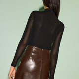 Mock Yaka Kadife File Slim Üst