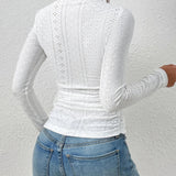 Şık Dik Yaka Yan Fırfırlı Dar Kesim Bluz