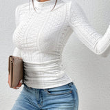 Dik Yaka Yandan Pileli Skinny Üst