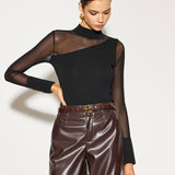 Mock Yaka File Detaylı Uzun Kollu T-Shirt