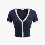 Beyaz Siyah Detaylı Triko İkili Takım