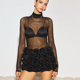 Takma Yaka Şeffaf File Tişört