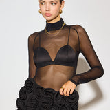 Takma Yaka Şeffaf File Tişört