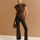 Kap Kol Asimetrik Etek Skinny T-Shirt