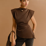 Kap Kol Asimetrik Etek Skinny T-Shirt