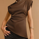 Kap Kol Asimetrik Etek Skinny T-Shirt