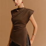 Kap Kol Asimetrik Etek Skinny T-Shirt