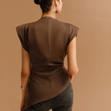 Kap Kol Asimetrik Etek Skinny T-Shirt