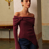 Şık Asimetrik Çiçek Desenli Triko Üst