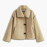 Bej Peluş Oversize Kaban